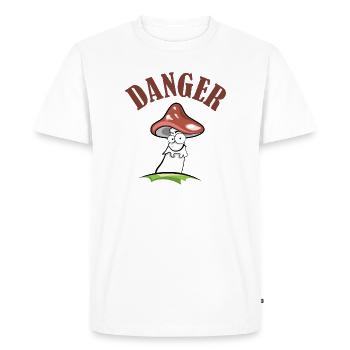 Crapaud symbole de danger dangereux comique drôle - T-shirt Premium bio Homme - blanc - Devant - Nico (187cm)