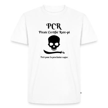 (PCR) Pirate Certifié Rate-pi - T-shirt Premium bio Homme - blanc - Devant - Nico (187cm)