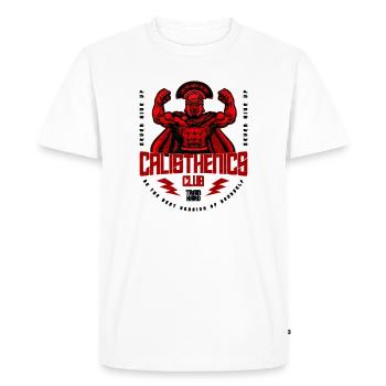 Club de Calisthénie Design Motivationnel Rouge - T-shirt Premium bio Homme - blanc - Devant - Nico (187cm)