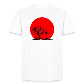 La pleine lune rouge du rassemblement des chats | Cadeaux Pour amoureux des chats - T-shirt Premium bio Homme - blanc - Devant - Nico (187cm)