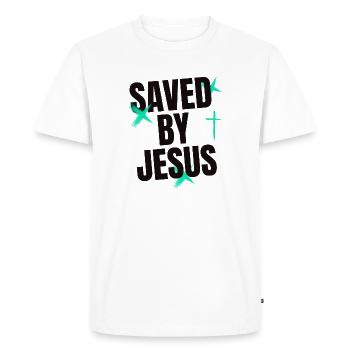 Sauvé par Jésus - T-shirt Premium bio Homme - blanc - Devant - Nico (187cm)