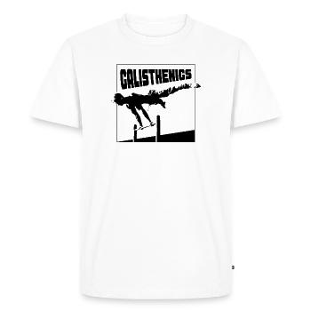 Silhouette de la posture planche de calisthénie - T-shirt Premium bio Homme - blanc - Devant - Nico (187cm)