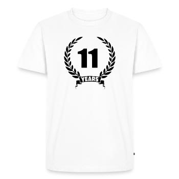 Lauwerkrans 11 years with number and banner year - Men's Premium Organic T-Shirt - white - Front - Nico (187cm)