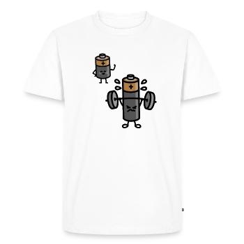 Battery Mindset Musculation Powerlifting Gym - T-shirt Premium bio Homme - blanc - Devant - Nico (187cm)