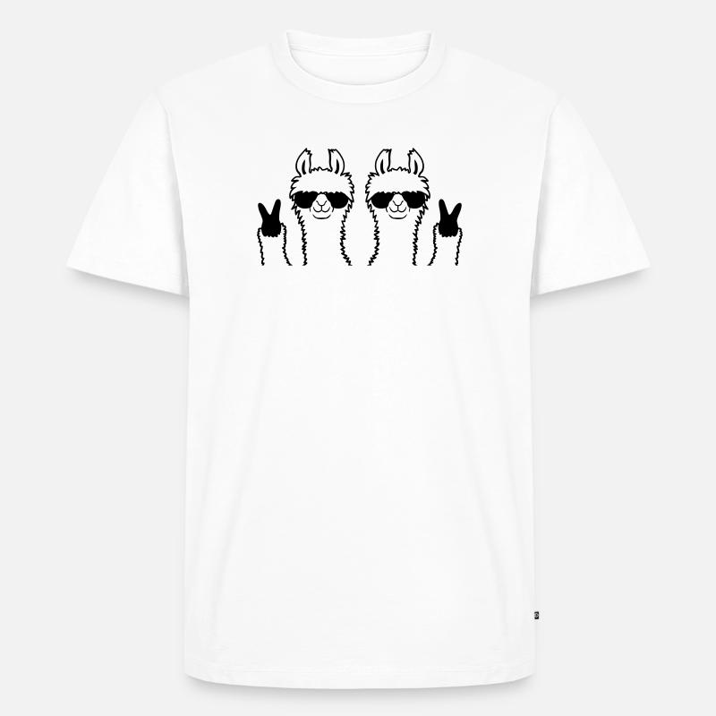 Freunde Team Lama Peace - Männer Premium Bio T-Shirt - Weiß