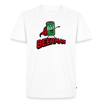 Drôle de beer man Super-héros Jeu de mots Fête des pères - T-shirt Premium bio Homme - blanc - Devant - Nico (187cm)