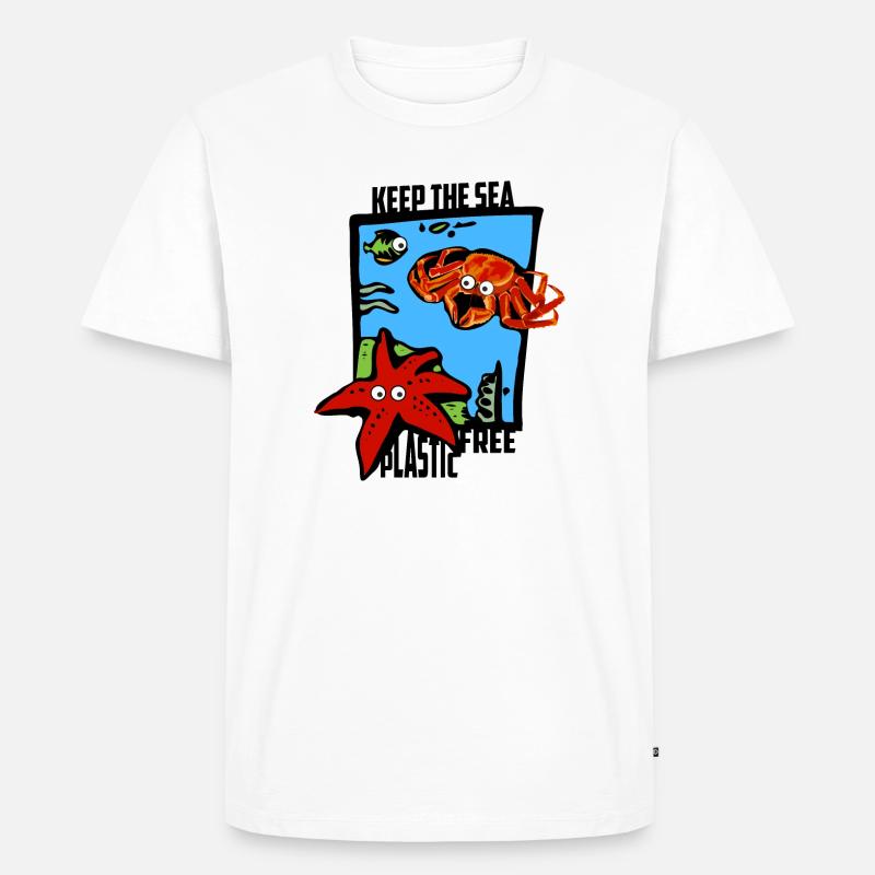Halte das Meer Plastikfrei - Männer Premium Bio T-Shirt - Weiß