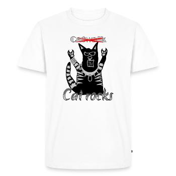 Funny Cat Rocks Heavy Metal Festival Motif - T-shirt Premium bio Homme - blanc - Devant - Nico (187cm)