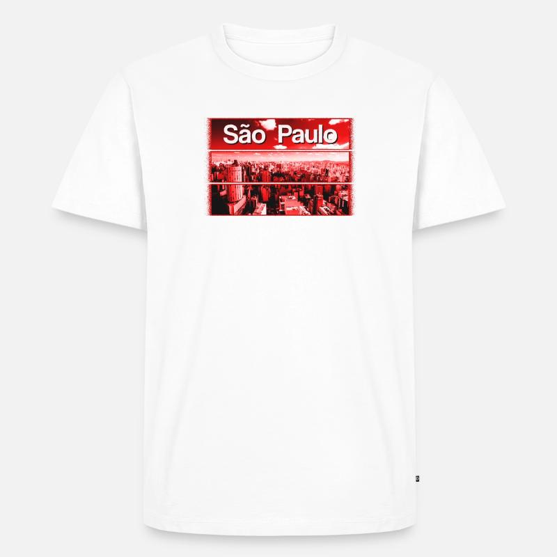 Rote Stadtsilhouette São Paulo - Männer Premium Bio T-Shirt - Weiß