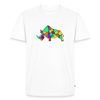 Couleurs néon géométriques de casse-chameau - T-shirt Premium bio Homme - blanc - Devant - Nico (187cm)
