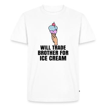 Drôle de déclaration Dessert Bonbons Crème glacée Délicieuse - T-shirt Premium bio Homme - blanc - Devant - Nico (187cm)