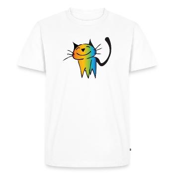 Cute Rainbow Cat - Men's Premium Organic T-Shirt - white - Front - Nico (187cm)
