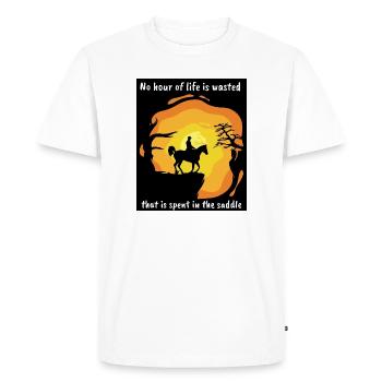 Dictons équestres Équitation Sunset Rider Horse - T-shirt Premium bio Homme - blanc - Devant - Nico (187cm)