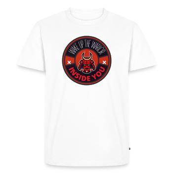 Réveille le Guerrier Intérieur - T-shirt Premium bio Homme - blanc - Devant - Nico (187cm)