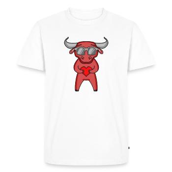 Taureau avec lunettes de soleil et cœur - T-shirt Premium bio Homme - blanc - Devant - Nico (187cm)