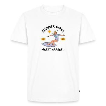 Summer surfer on surfboard - Men's Premium Organic T-Shirt - white - Front - Nico (187cm)
