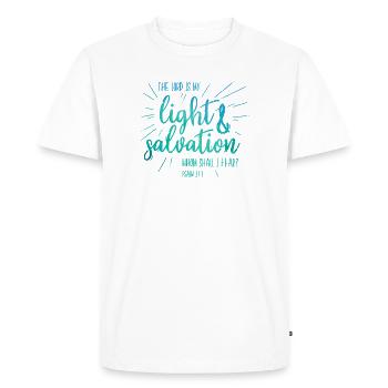 Le Seigneur est ma lumière et mon salut - T-shirt Premium bio Homme - blanc - Devant - Nico (187cm)