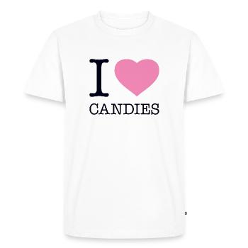 J’ADORE LES BONBONS - T-shirt Premium bio Homme - blanc - Devant - Nico (187cm)