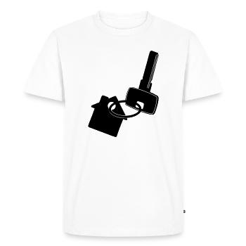 Clé avec clé de maison pour faire sonner le logo - T-shirt Premium bio Homme - blanc - Devant - Nico (187cm)