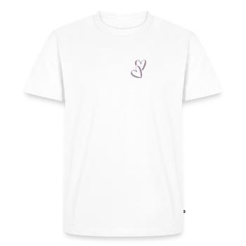 Cœur Cœurs AmourEux Deux Cœurs Poche - T-shirt Premium bio Homme - blanc - Devant - Nico (187cm)