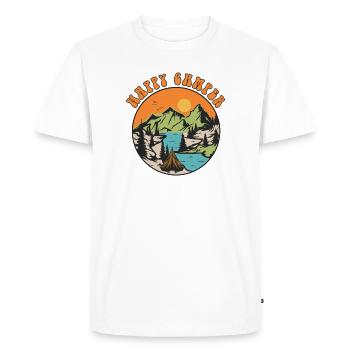 Happy Camper - Men's Premium Organic T-Shirt - white - Front - Nico (187cm)