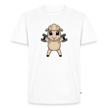 Bodybuilder Mouton Fitness Cadeau de motivation - T-shirt Premium bio Homme - blanc - Devant - Nico (187cm)