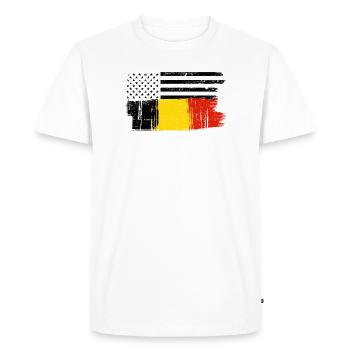 Jaune Rouge Pinceau Streak - T-shirt Premium bio Homme - blanc - Devant - Nico (187cm)