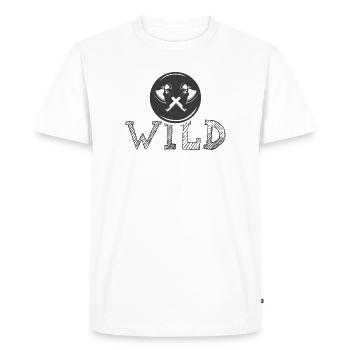 Wild Axe Tool Icon Logo icon Graphic Emblem - Men's Premium Organic T-Shirt - white - Front - Nico (187cm)