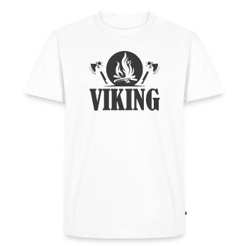 viking icon axe symbol fire graphic - Men's Premium Organic T-Shirt - white - Front - Nico (187cm)