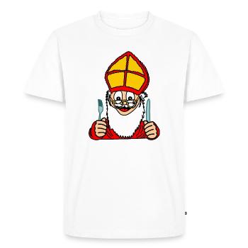Sinterklaas with knife and fork - Men's Premium Organic T-Shirt - white - Front - Nico (187cm)