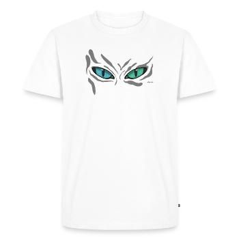 Vue sarcelles aux yeux de chat de nuit - T-shirt Premium bio Homme - blanc - Devant - Nico (187cm)