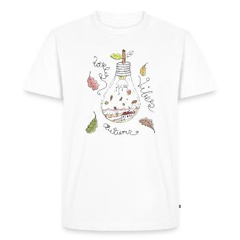 Autumn in light bulb and beautiful saying - Men's Premium Organic T-Shirt - white - Front - Nico (187cm)