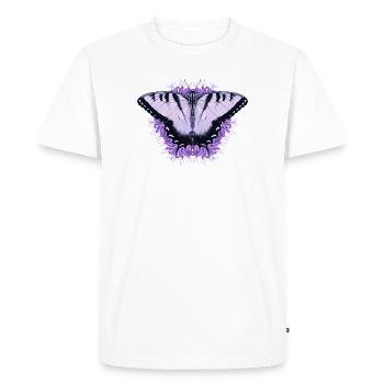 White butterfly with purple flower - Men's Premium Organic T-Shirt - white - Front - Nico (187cm)