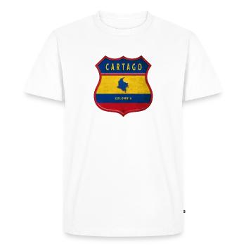Écusson Cartago Colombia - T-shirt Premium bio Homme - blanc - Devant - Nico (187cm)