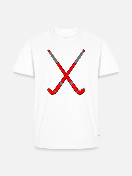Feldhockeyschläger gekreuzt - Männer Premium Bio T-Shirt - Weiß