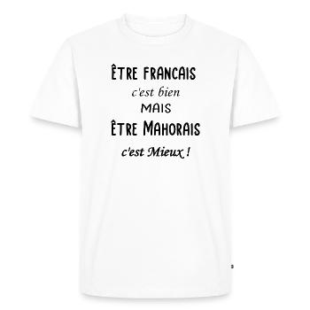 Etre Mahorais c est mieux - T-shirt Premium bio Homme - blanc - Devant - Nico (187cm)
