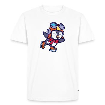 Cool Mignon Pingouin Animal Oiseau Patinage sur glace Froid - T-shirt Premium bio Homme - blanc - Devant - Nico (187cm)