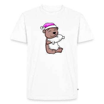 Ours avec oreiller et bonnet de couchage - T-shirt Premium bio Homme - blanc - Devant - Nico (187cm)