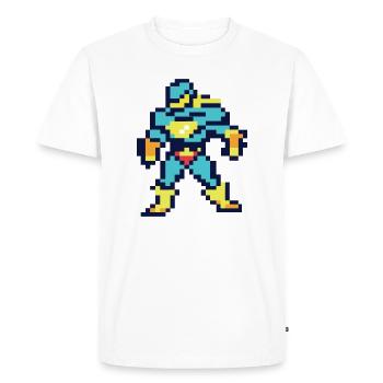Super-héros Pixel Art - Héros masculin - T-shirt Premium bio Homme - blanc - Devant - Nico (187cm)