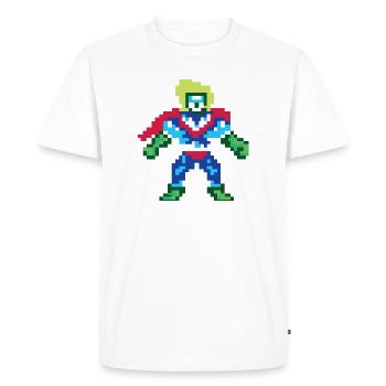 Super-héros Pixel Art - Héros masculin - T-shirt Premium bio Homme - blanc - Devant - Nico (187cm)