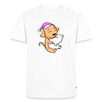 Dog with pillow and sleeping cap - Men's Premium Organic T-Shirt - white - Front - Nico (187cm)