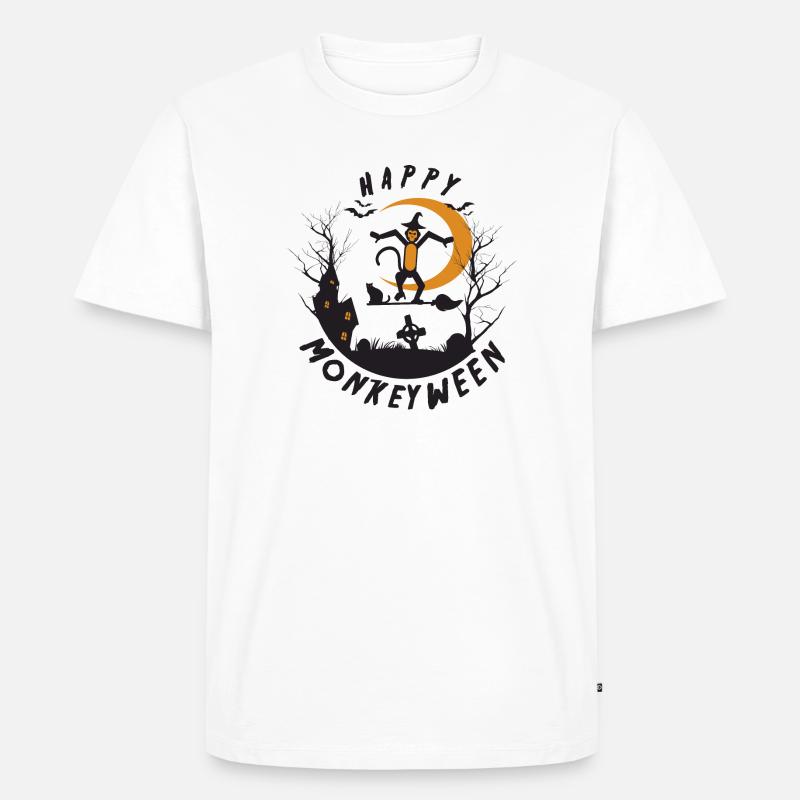 Happy Monkeyween - Männer Premium Bio T-Shirt - Weiß