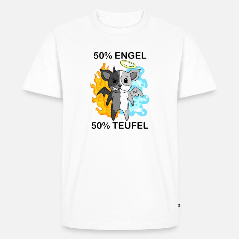 Hund Terrier - Engel und Teufel - Männer Premium Bio T-Shirt - Weiß