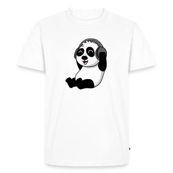 Le panda mignon écoute de la musique - T-shirt Premium bio Homme - blanc - Devant - Nico (187cm)