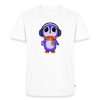Penguin écoute de la musique - T-shirt Premium bio Homme - blanc - Devant - Nico (187cm)