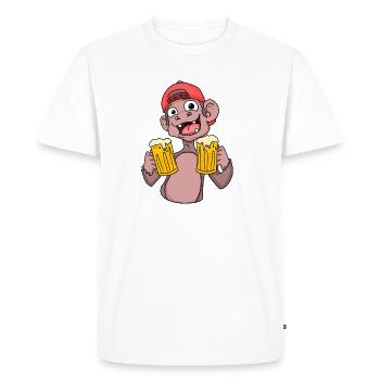 Singe avec des verres à bière - T-shirt Premium bio Homme - blanc - Devant - Nico (187cm)