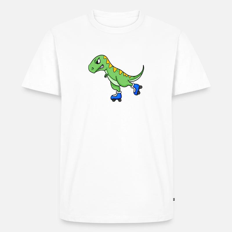 Dinosaurier Skating - Männer Premium Bio T-Shirt - Weiß