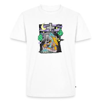 Zombie Tombstone Pizza Funny - Men's Premium Organic T-Shirt - white - Front - Nico (187cm)