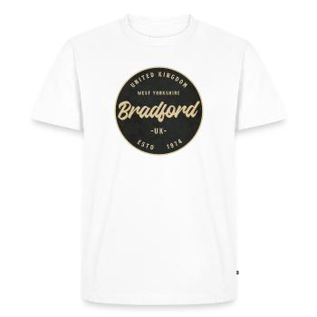 Bradford Vintage Circular Badge - Men's Premium Organic T-Shirt - white - Front - Nico (187cm)