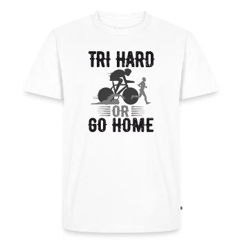 Tri Hard Or Go Home Triathlon - Men's Premium Organic T-Shirt - white - Front - Nico (187cm)